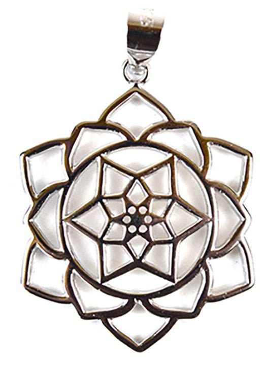 7D Sterling silver Lotus pendant 7/8"