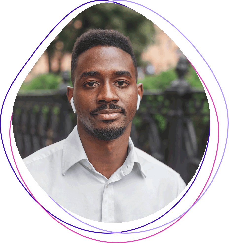 Image of young black man with earbuds