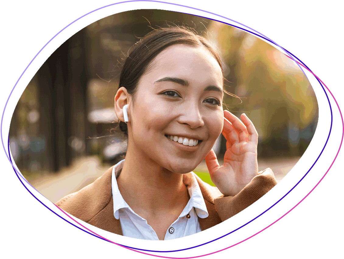 Image of young woman with earbuds